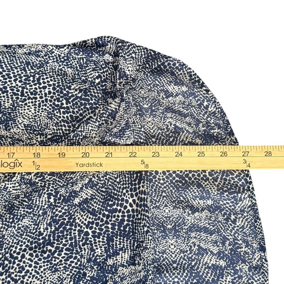 Womens Faux Wrap Long Sleeve Hi Low Hem Blouse Blue White Workwear Size M - Picture 10 of 11